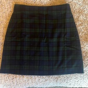 NWT J Crew Black watch plaid wool a-line skirt sz10